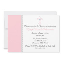 Pink & Gray Cross Baby Taufe