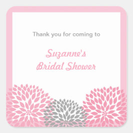 Pink Gray Dahlia Bridal oder Baby Showvorteil Quadratischer Aufkleber