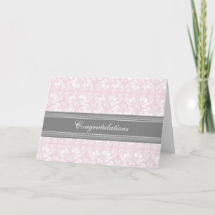 Pink Gray Damask Herzlichen Glückwunsch zur Erwart Karte