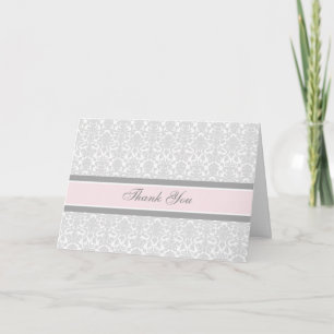 Pink Gray Damask Kinderdusche Danke Karte