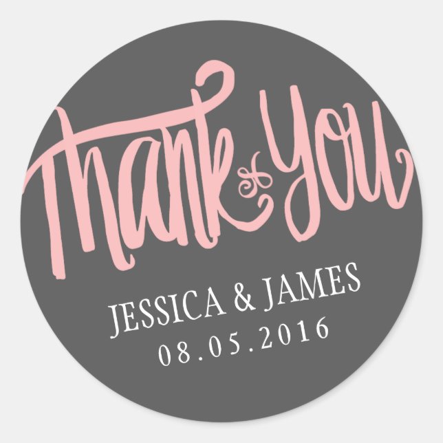 Pink Gray Danke, Sticker mit Kalligraphie-Schrifta (Vorderseite)