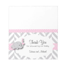 Pink & Gray Elephant Babydusche | Candy Toppers Notizblock