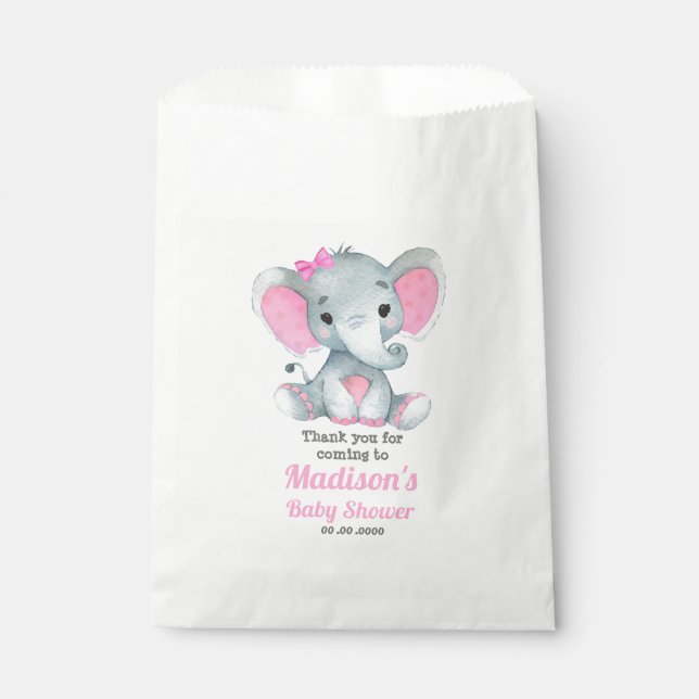 Pink Gray Elephant Gevor Bag, Pink Graue Elephant, Geschenktütchen (Vorderseite)