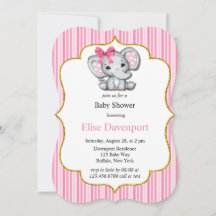 Pink Gray Elephant Girl Baby Dusche