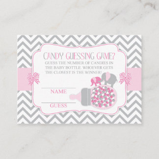 Pink & Gray Elephant Guessing Game Begleitkarte