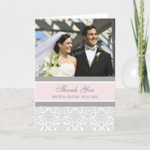 Pink Gray Foto Hochzeit Danke Karte