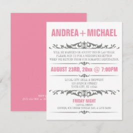 Pink & Gray Hochzeitsempfang NUR Einladungen