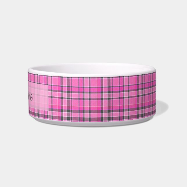 Pink Gray Kariert Tartan Napf (Rechts)