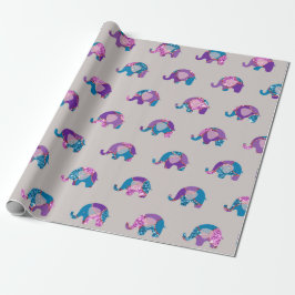 Pink Gray Lila Prinzessin Elephant New Baby Geschenkpapier
