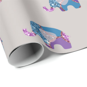 Pink Gray Lila Prinzessin Elephant New Baby Geschenkpapier