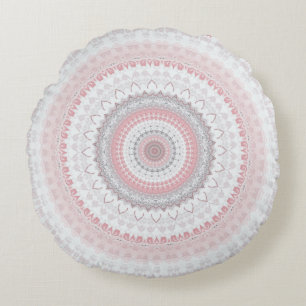 Pink Gray Mandala Rundes Kissen