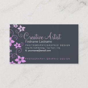 Pink Gray Modern Creative Business Card Visitenkarte
