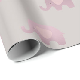Pink Gray Pastel Princess Elephant New Baby Geschenkpapier