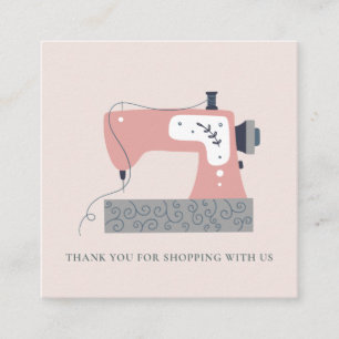PINK GRAY PEACH SEWING MASCHINE DANK DANK DANK SHO QUADRATISCHE VISITENKARTE