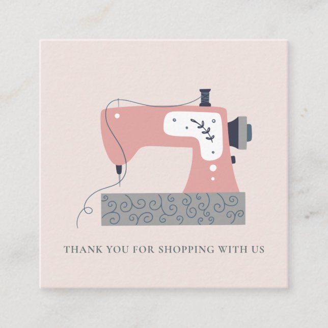 PINK GRAY PEACH SEWING MASCHINE DANK DANK DANK SHO QUADRATISCHE VISITENKARTE (Vorderseite)