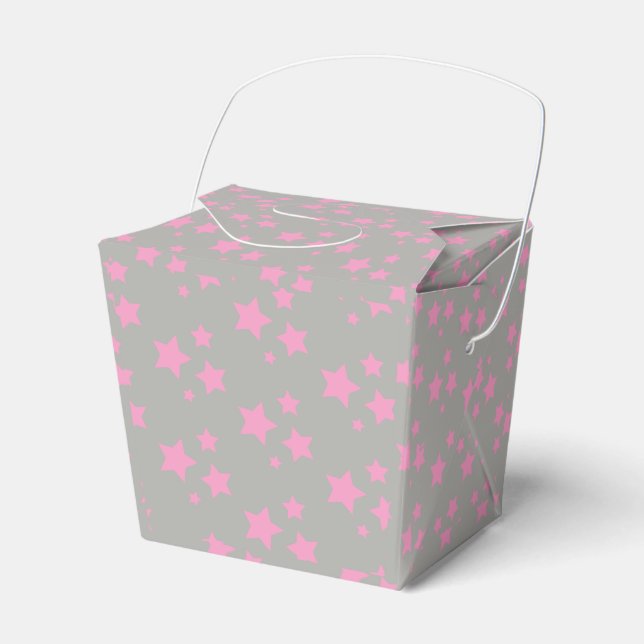 Pink Gray Stars Modernes Design Geschenkschachtel (Vorderseite)