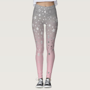 Pink Gray Stars Ombre Stilvolle Chic Modern Trendy Leggings