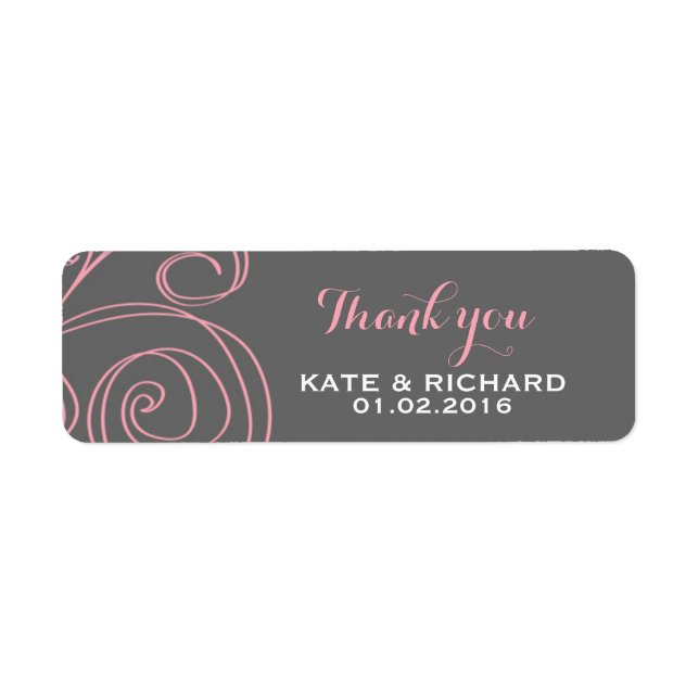 Pink Gray Swirl Vielen Dank für Ihre Hochzeit (Vorne)
