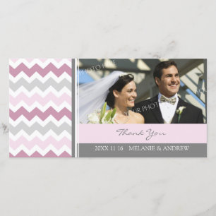 Pink Gray Vielen Dank für Ihre Hochzeit Foto Cards Dankeskarte