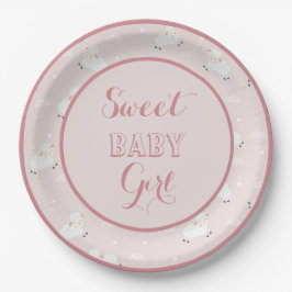 Pink Gray White Baby Lambs Pappteller