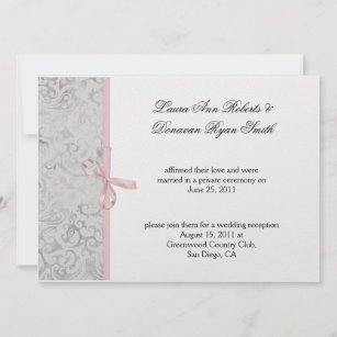 Pink Gray White Damask Post Wedding Einladung