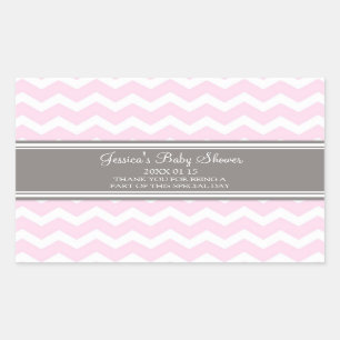 Pink Gray Zickzack Baby Dusche Pflegeaufkleber Rechteckiger Aufkleber