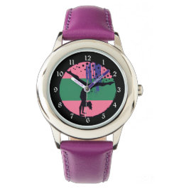 Pink Green Abstrakt Art Gymnastik Armbanduhr