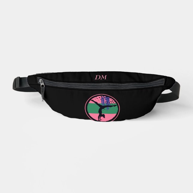 Pink Green Abstrakt Art Gymnastik Bauchtasche (Vorderseite)