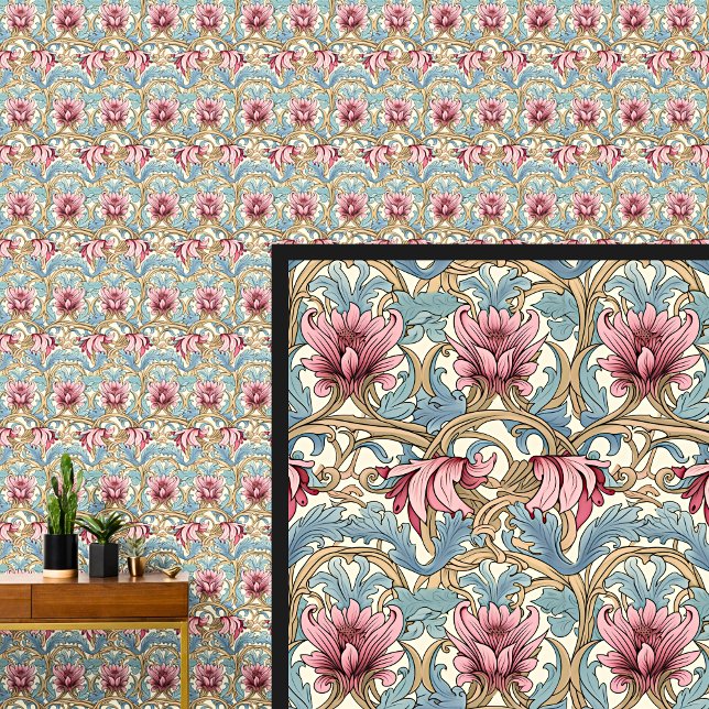Pink Green Aquamarin Blue Art Nouveau Tapete (Von Creator hochgeladen)