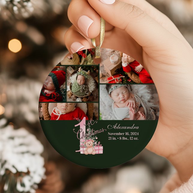 Pink Green Baby First Christmas Ornament (Von Creator hochgeladen)