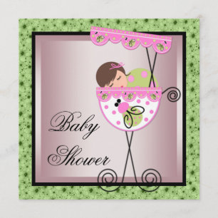 Pink Green Baby Girl Douche Invitations