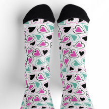 Pink Green Black Modern Hearts Valentine Pattern