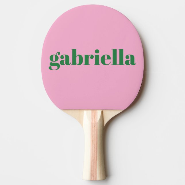 Pink Green Bold Typography Personalized Name Tischtennis Schläger (Vorderseite)