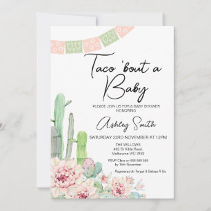 Pink Green Cactus Taco über eine Baby-Dusche Einladung