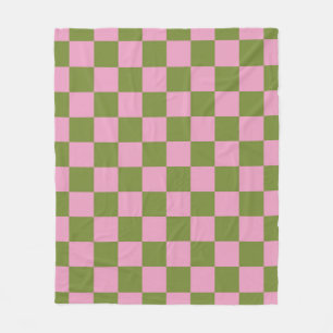 Pink Green Checkered Gingham Pattern Fleecedecke