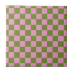 Pink Green Checkered Gingham Pattern Fliese<br><div class="desc">Pink Green Checkered Gingham Pattern</div>