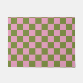Pink Green Checkered Gingham Pattern Fußmatte