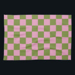 Pink Green Checkered Gingham Pattern Geschirrtuch<br><div class="desc">Pink Green Checkered Gingham Pattern</div>