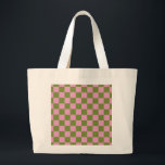 Pink Green Checkered Gingham Pattern Jumbo Stoffbeutel<br><div class="desc">Pink Green Checkered Gingham Pattern</div>