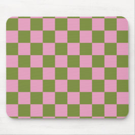 Pink Green Checkered Gingham Pattern Mousepad
