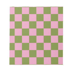Pink Green Checkered Gingham Pattern Notizblock