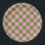 Pink Green Checkered Gingham Pattern Pappteller<br><div class="desc">Pink Green Checkered Gingham Pattern</div>