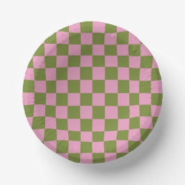 Pink Green Checkered Gingham Pattern Pappteller