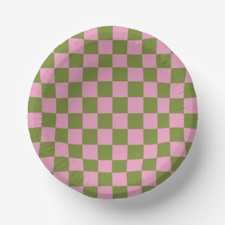 Pink Green Checkered Gingham Pattern Pappteller