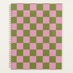 Pink Green Checkered Gingham Pattern Planer