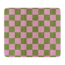 Pink Green Checkered Gingham Pattern Schneidebrett