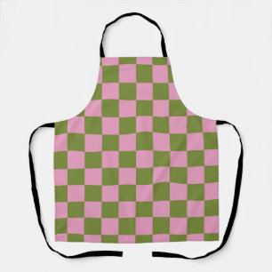 Pink Green Checkered Gingham Pattern Schürze