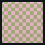 Pink Green Checkered Gingham Pattern Steinuntersetzer<br><div class="desc">Pink Green Checkered Gingham Pattern</div>