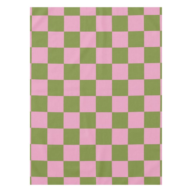 Pink Green Checkered Gingham Pattern Tischdecke (Vorderseite)
