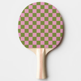 Pink Green Checkered Gingham Pattern Tischtennis Schläger